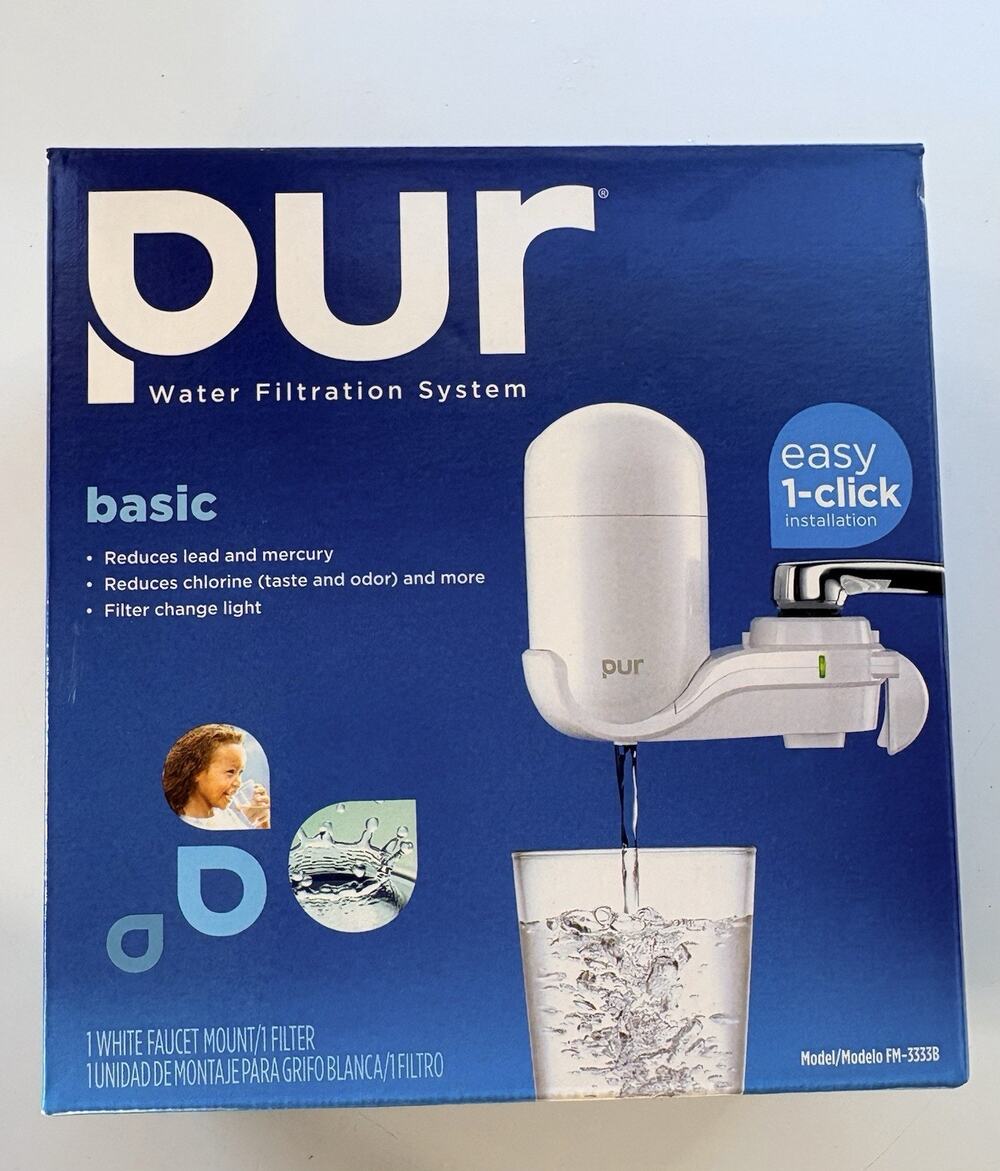 Pur Water Filtration System White FM3333B Vertical NEW 1 Click Install Less Lead